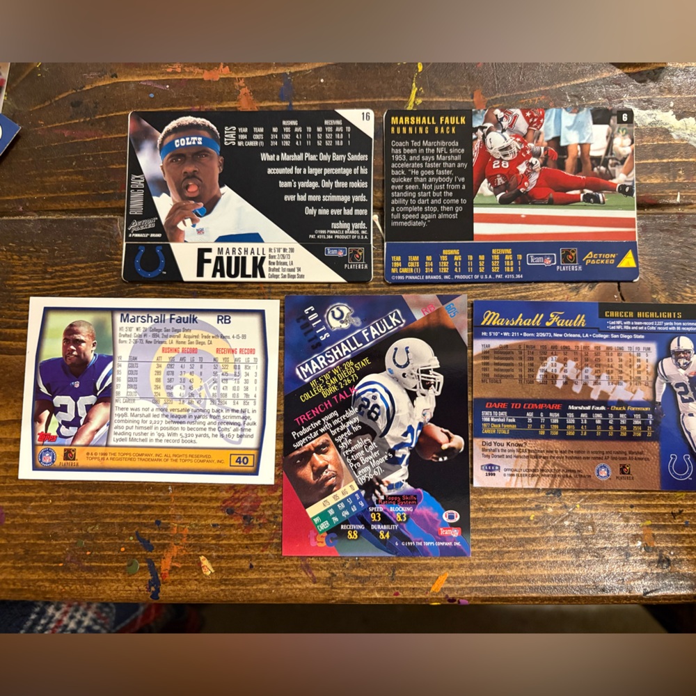 (5) Marshall Faulk Football Trading Cards Set - Picture 2 of 2